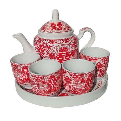 Chinesisches Hochzeitstee-Set für Braut & Bräutigam (Doppel Glück)