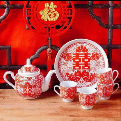 Chinesisches Hochzeitstee-Set für Braut & Bräutigam (Doppel Glück)