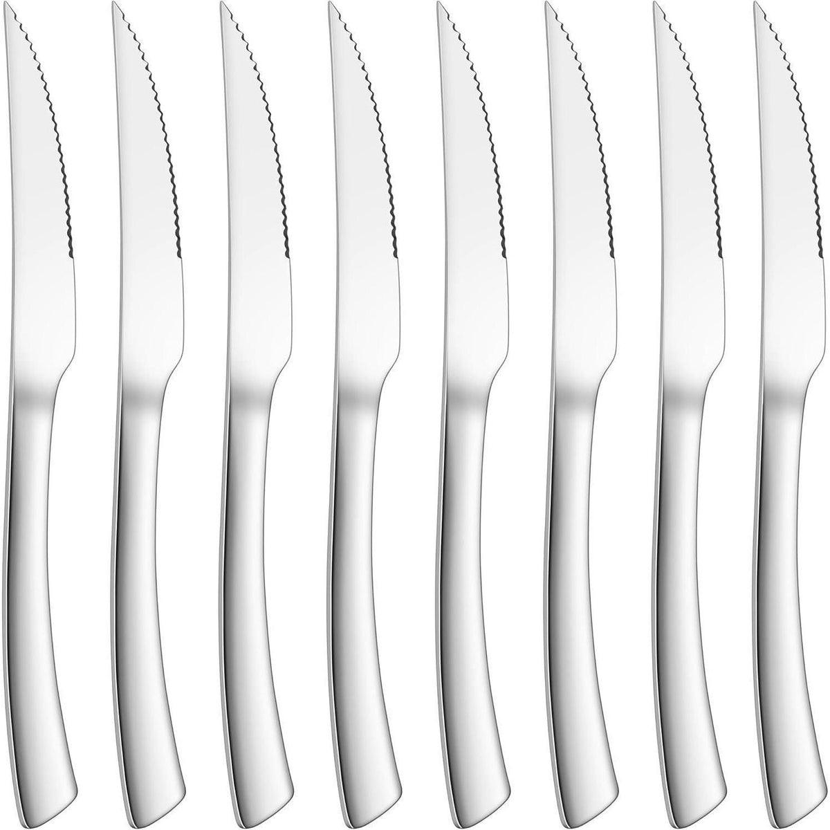 8er Steakmesser Set Edelstahl mit Wellenschliff, Pizzamesser