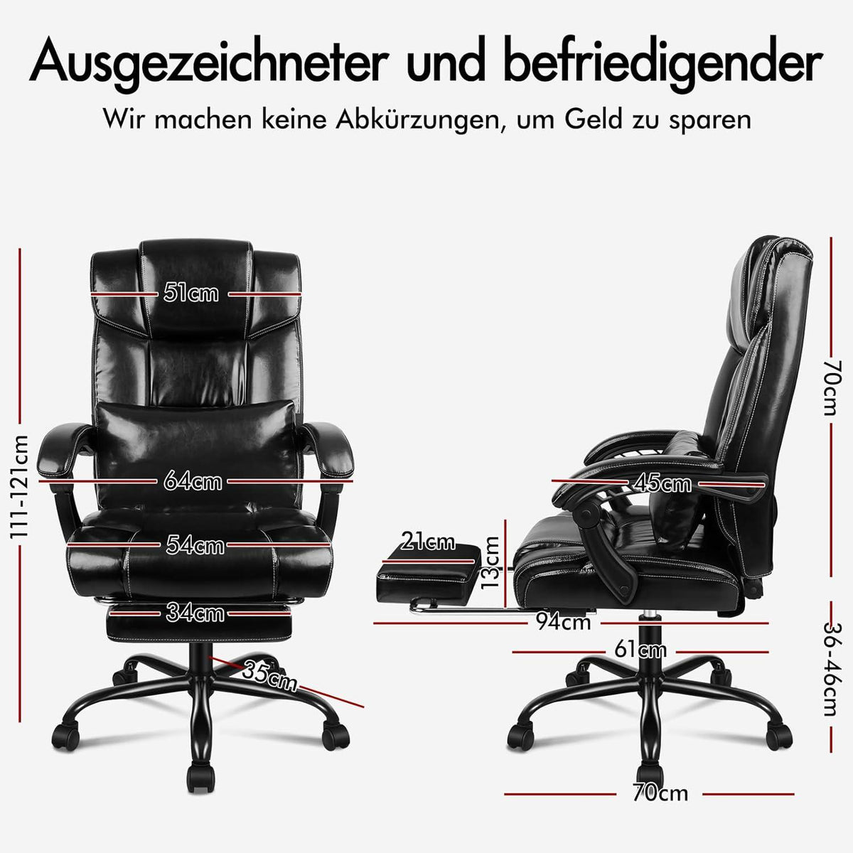 ALFORDSON Bürostuhl mit Verstellbarer Lendenwirbelstütze und