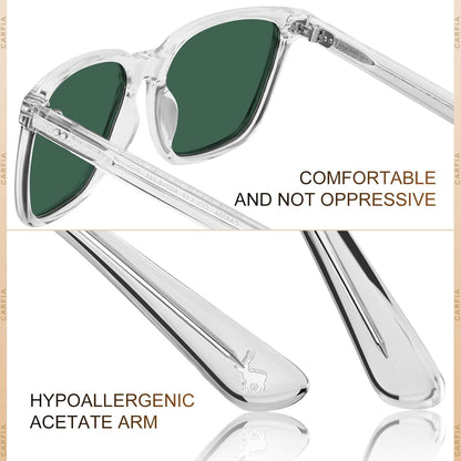 Herren Sonnenbrille polarisiert, Rechteckig, Transparent/Grün
