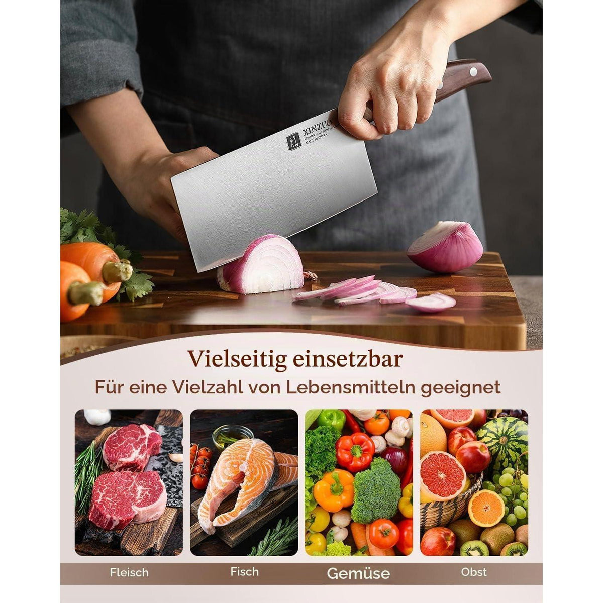 17,5 cm Hackmesser aus Edelstahl – Scharfes Kochmesser für Fleisch & Gemüse