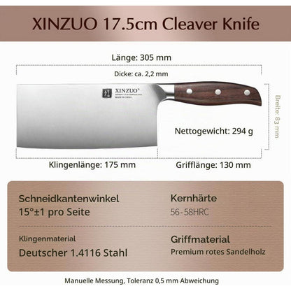 17,5 cm Hackmesser aus Edelstahl – Scharfes Kochmesser für Fleisch & Gemüse