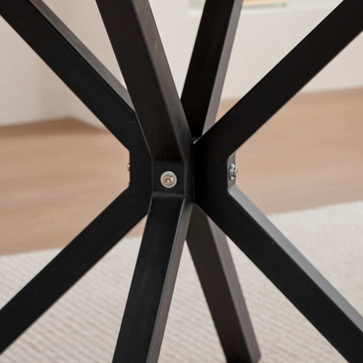 Moderner runder Esstisch 100cm – Industrieblech & Schwarz