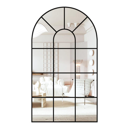 Gewölbter Fensterspiegel 80x50cm – Wandspiegel Schwarz, Deko Spiegel