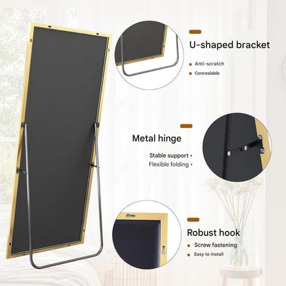 Ganzkörperspiegel 165x60cm Gold mit Ständer – Stehend & Hängend