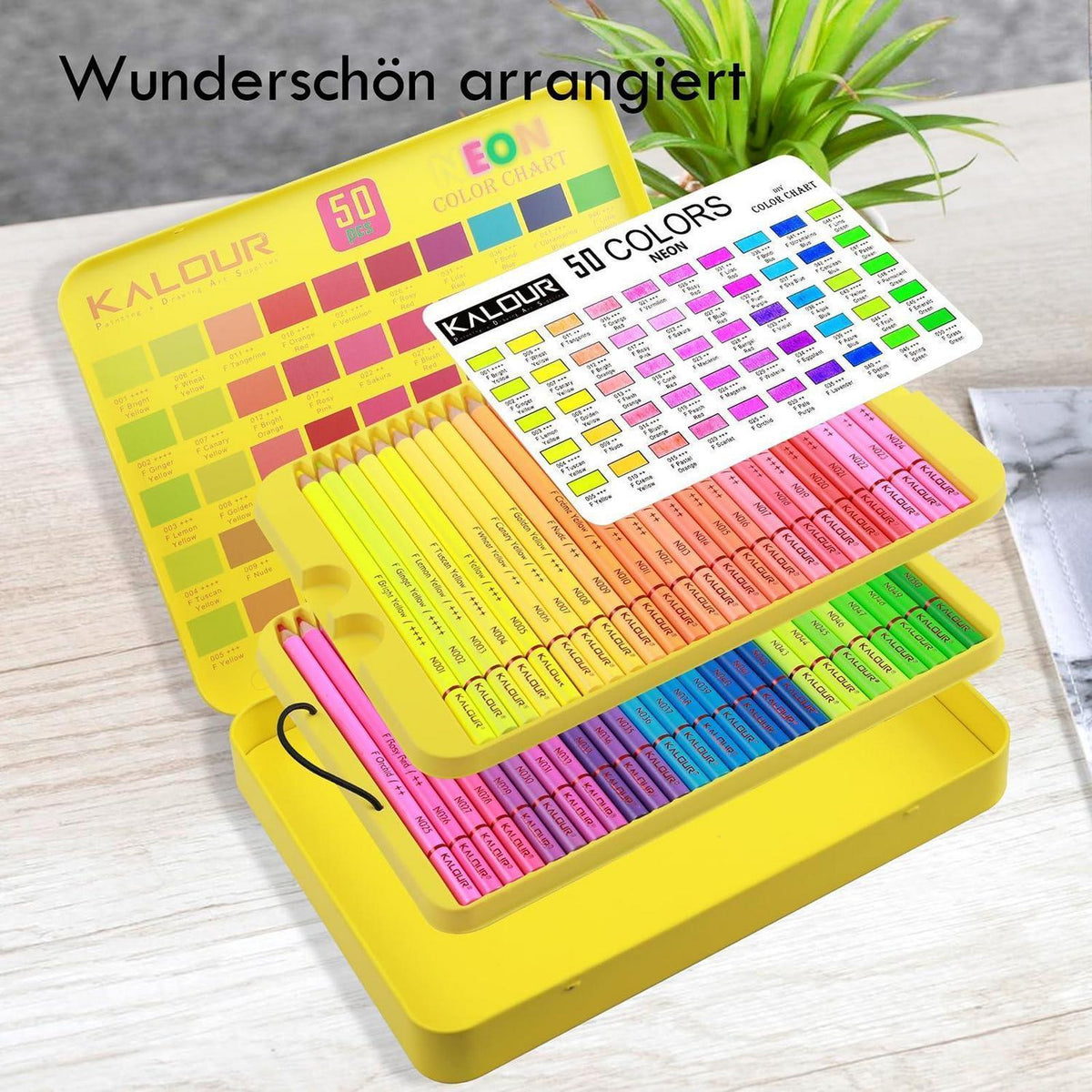 50 Neon-Buntstifte für Erwachsene – Fluoreszierendes Zeichenset