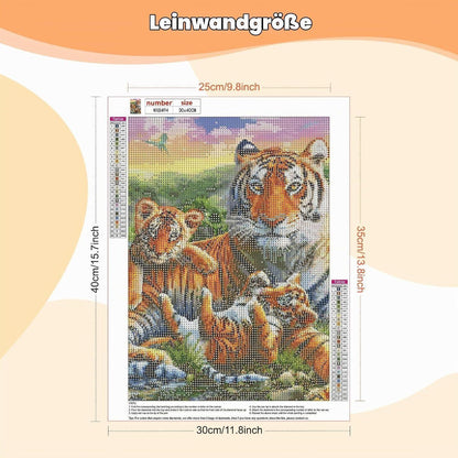 5D Diamant Painting Tiger Familie – DIY Bilderset für Erwachsene & Kinder