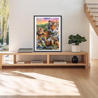 5D Diamant Painting Tiger Familie – DIY Bilderset für Erwachsene & Kinder