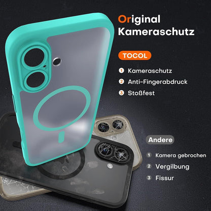 iPhone 16 Plus Hülle Magsafe Blaugrün, Kameraschutz, Stoßfest