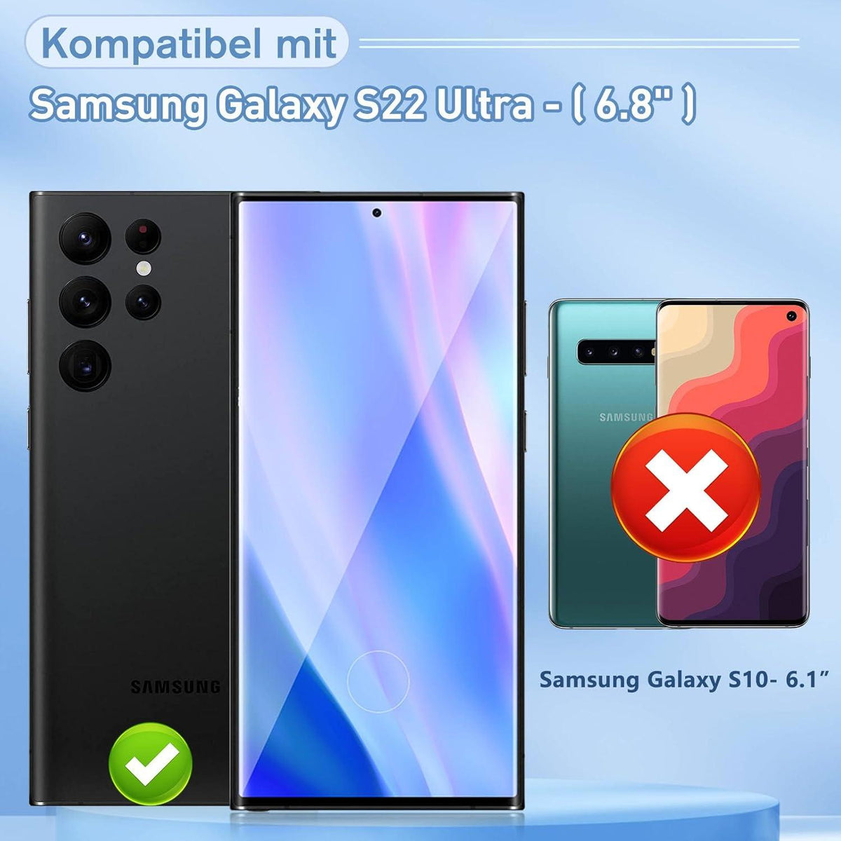Panzerglas Samsung Galaxy S22 Ultra Schutzfolie 2 Stück 9H