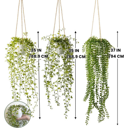 Künstliche Hängepflanzen im Topf, 3er Set, 94 cm, Weiß