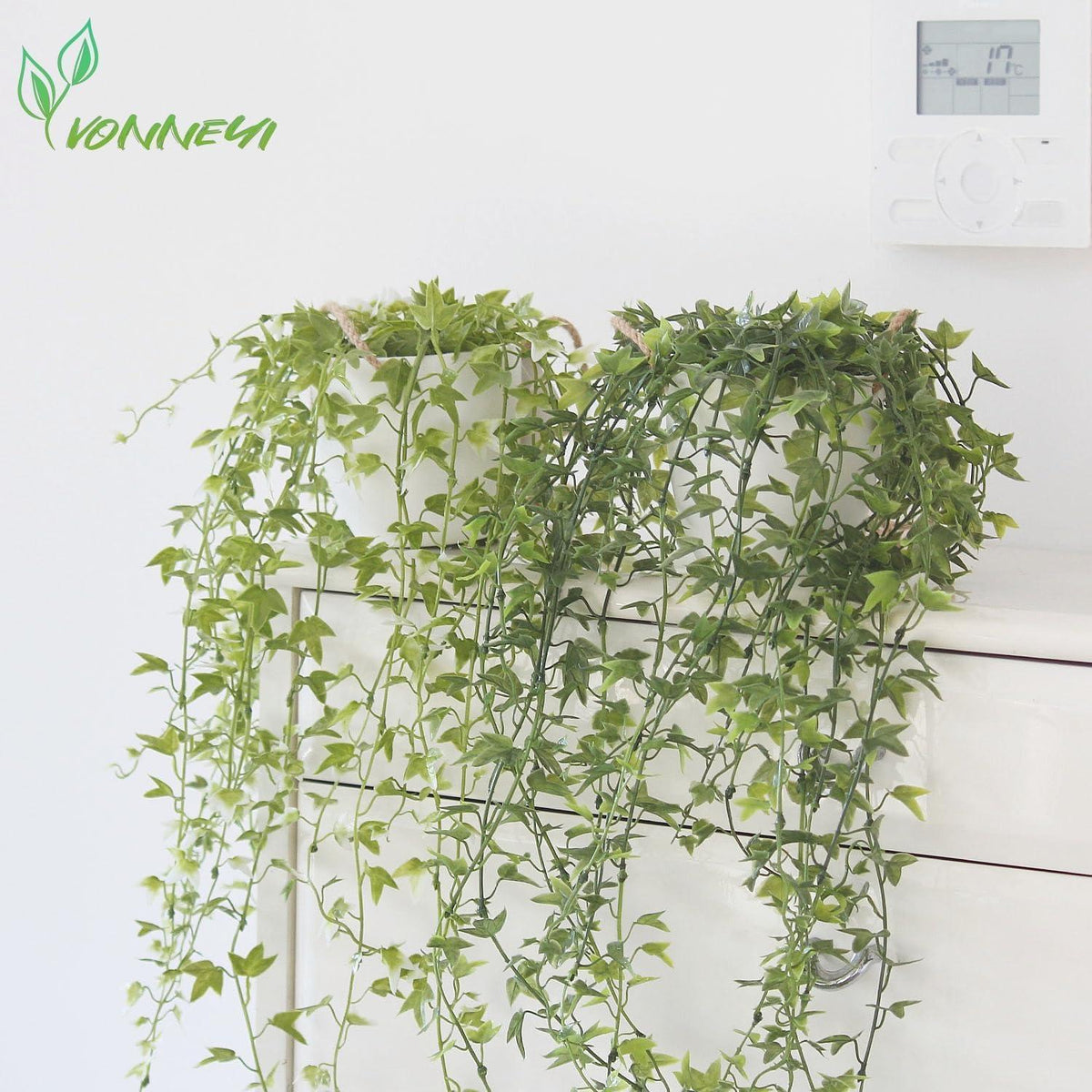 Künstliche Hängepflanzen im Topf, 3er Set, 94 cm, Weiß