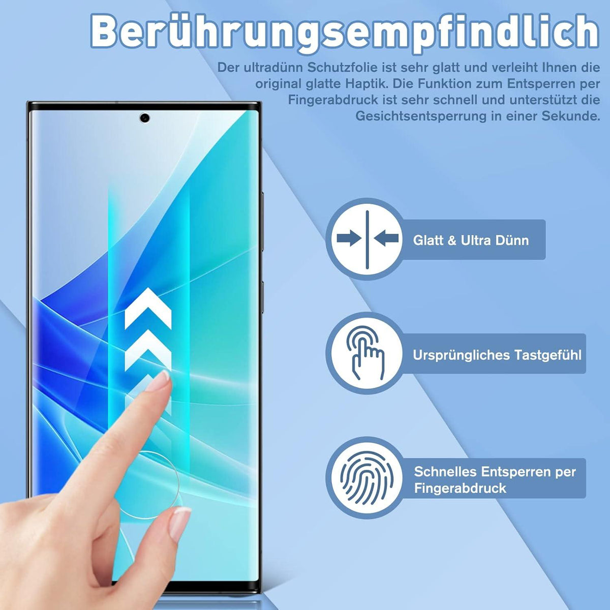 Schutzfolie Panzerglas für Samsung Galaxy S23 Ultra 2 Stück HD Klar