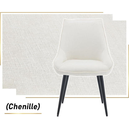 Gepolsterte Chenille Esszimmerstühle 2er Set Weiß