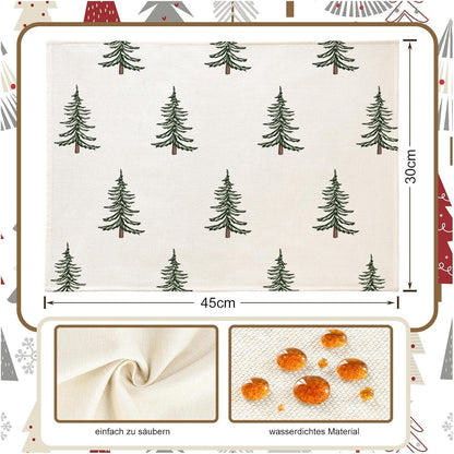 Platzset Weihnachten 4er Set Abwaschbar 30x45cm Grün