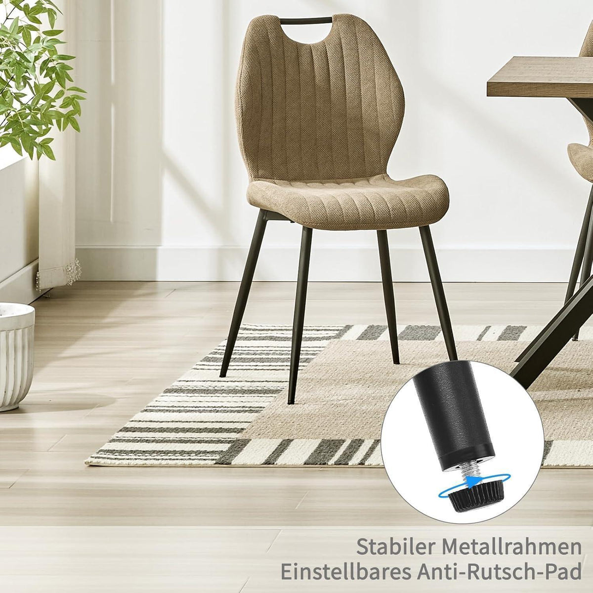 Esszimmerstühle 2er Set – Polsterstühle im skandinavischen Stil Khaki