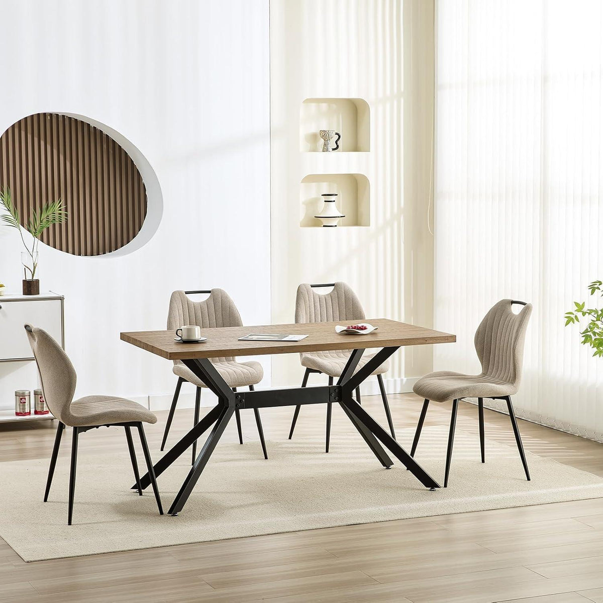 Esszimmerstühle 6er Set – Polsterstühle im skandinavischen Stil, Graubraun