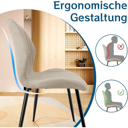 Esszimmerstühle 6er Set – Polsterstühle im skandinavischen Stil, Graubraun