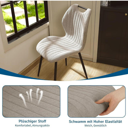 Esszimmerstühle 6er Set – Polsterstühle im skandinavischen Stil, Graubraun