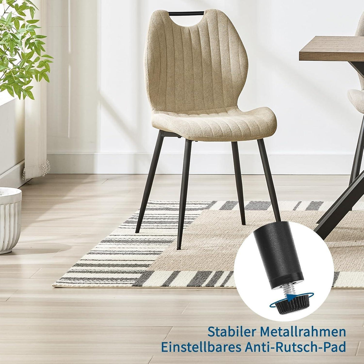 Esszimmerstühle 6er Set – Polsterstühle im skandinavischen Stil, Graubraun