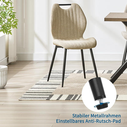 Esszimmerstühle 6er Set – Polsterstühle im skandinavischen Stil, Graubraun