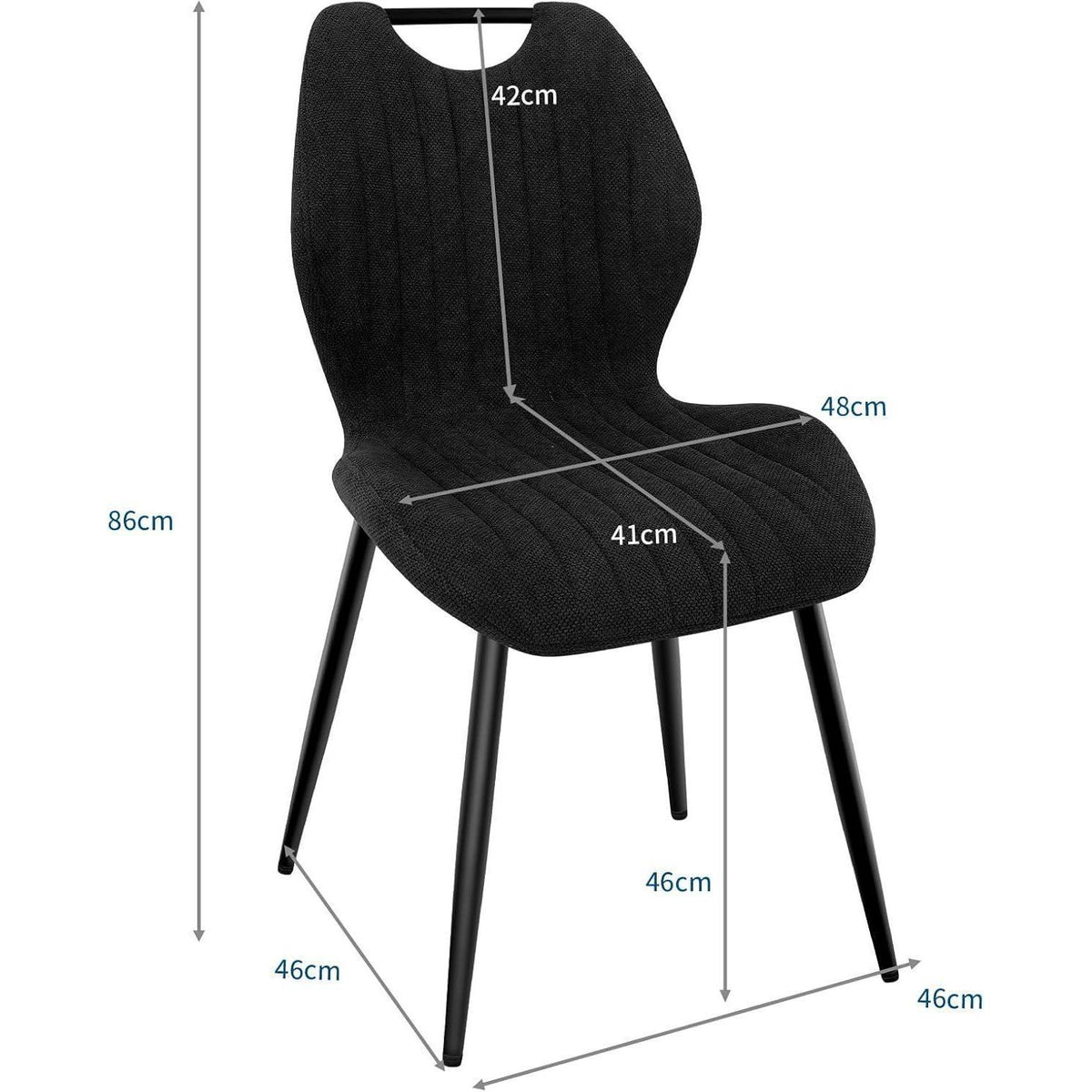 Esszimmerstühle 6er Set – Polsterstühle Schwarz, Skandinavisch