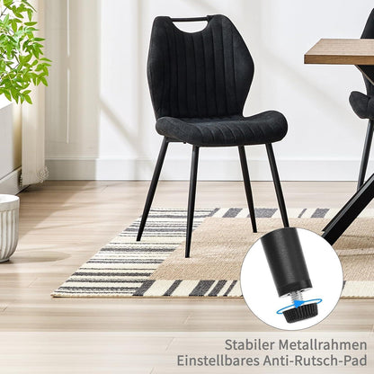 Esszimmerstühle 6er Set – Polsterstühle Schwarz, Skandinavisch