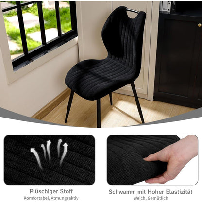 Esszimmerstühle 4er Set – Polsterstühle Schwarz mit Metallbeinen