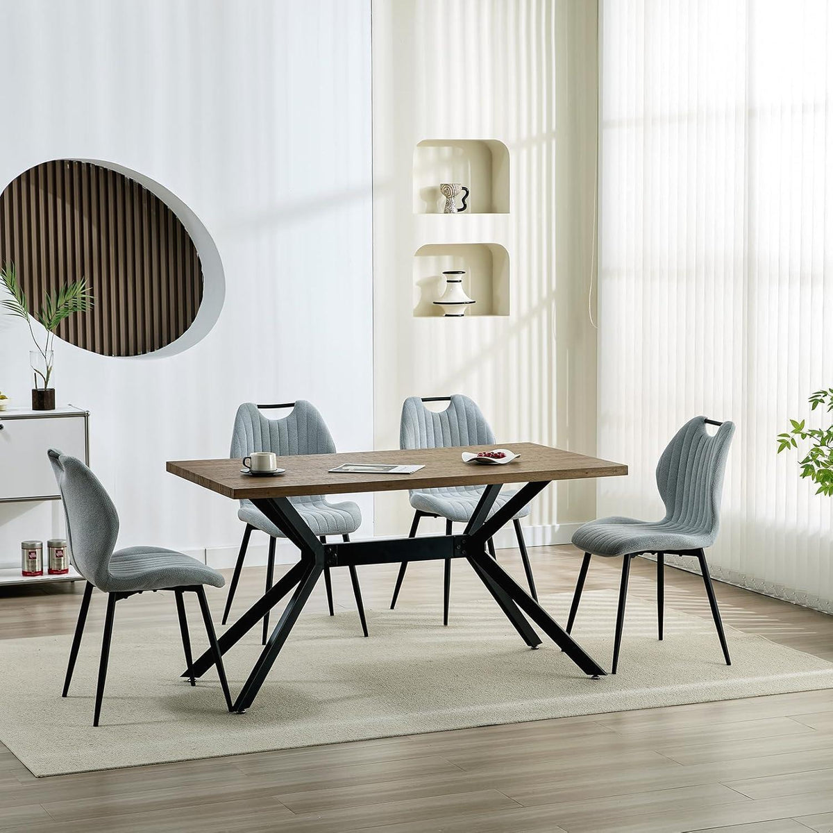 Esszimmerstühle Set 4 – Polsterstühle Grau, Skandi-Stil