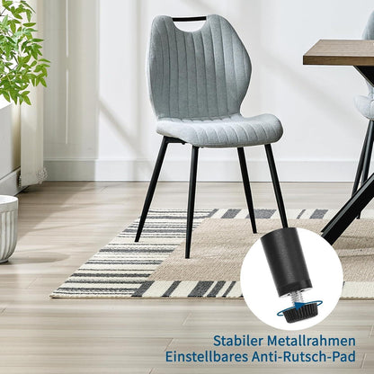 Esszimmerstühle Set 4 – Polsterstühle Grau, Skandi-Stil