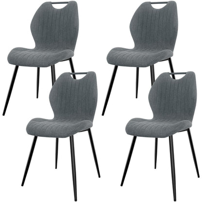 Esszimmerstühle Set 4 Grau – Polsterstühle mit Metallbeinen