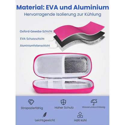 Insulinkühltasche für Diabetiker mit 2 Kühlakkus (Rot)