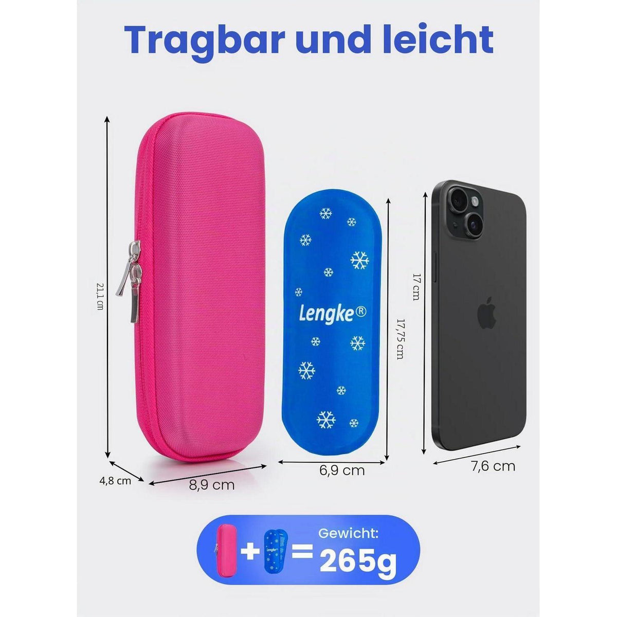 Insulinkühltasche für Diabetiker mit 2 Kühlakkus (Rot)