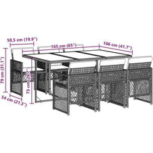 Garten Essgruppe 7-TLG. Poly Rattan Hellgrau mit Kissen