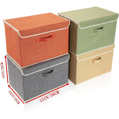 Aufbewahrungsboxen mit Deckel & Griff, 4er-Set, 38x25x25 cm