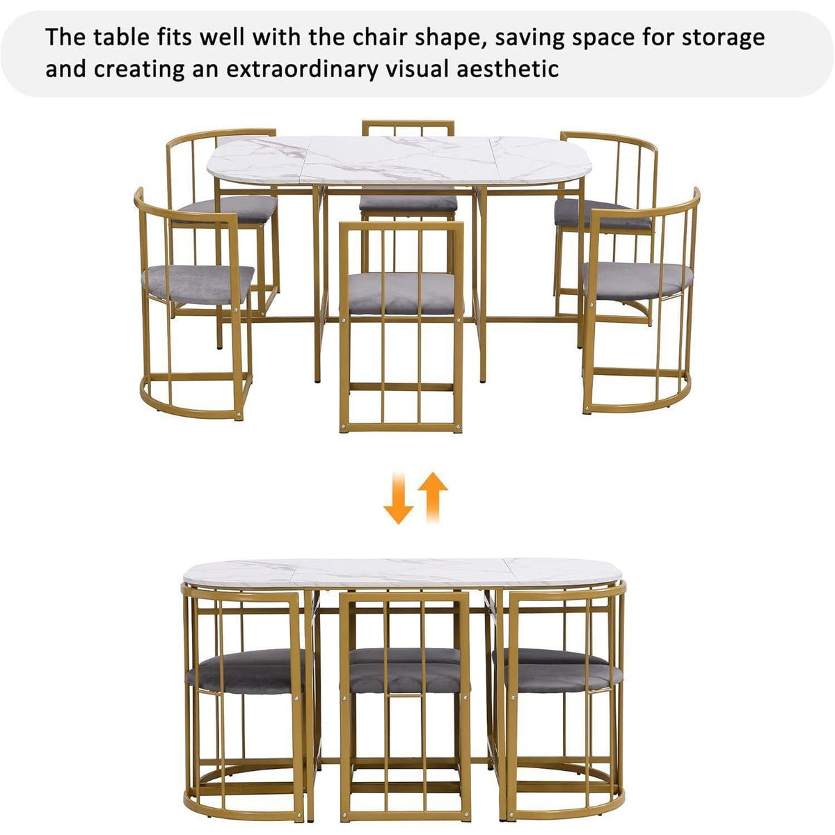 Essgruppe Esstisch mit 6 Stühlen, Industrial Design
