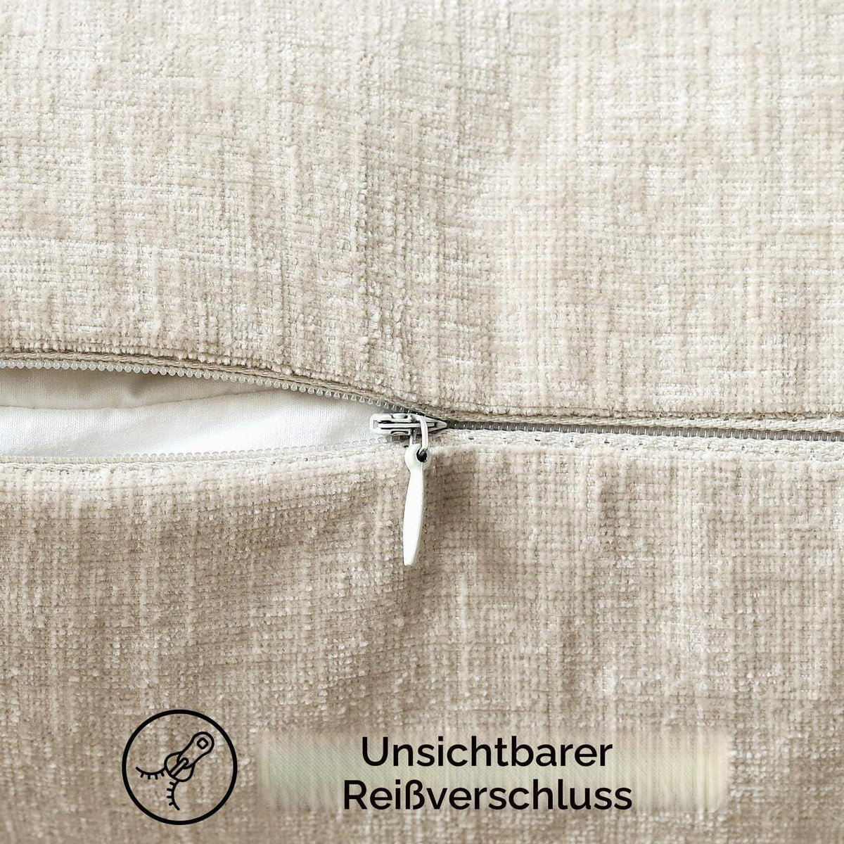 2x Chenille Kissenbezug 45x45cm Beige – Weich & Dekorativ