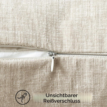 2x Chenille Kissenbezug 45x45cm Beige – Weich & Dekorativ