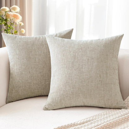 2x Chenille Kissenbezug 45x45cm Beige – Weich & Dekorativ