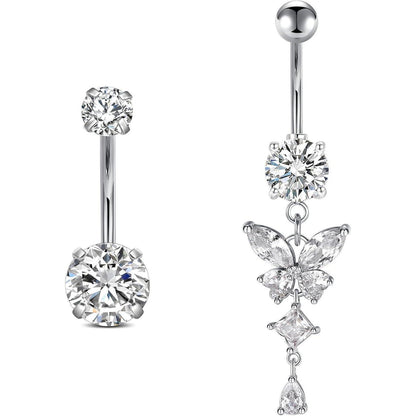 Bauchnabelpiercing Schmetterling Chirurgenstahl Silber 12mm