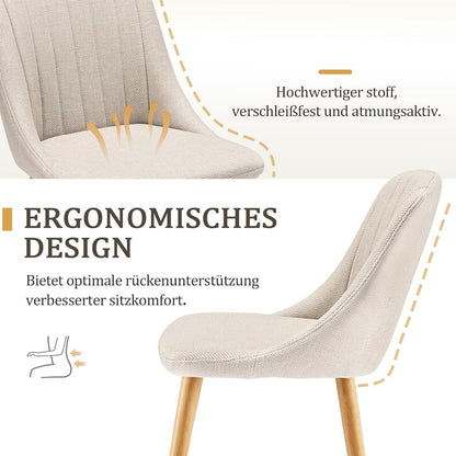 Esszimmerstühle Set Beige – 4er Pack Holzbeine & Polster