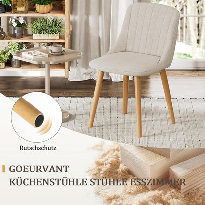 Esszimmerstühle Set Beige – 4er Pack Holzbeine & Polster