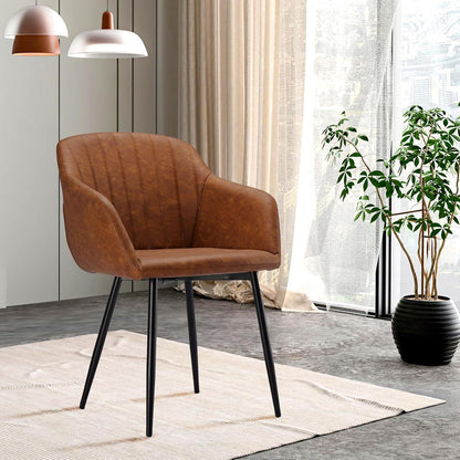 Esszimmerstühle Kunstleder Braun 4er Set mit Armlehne