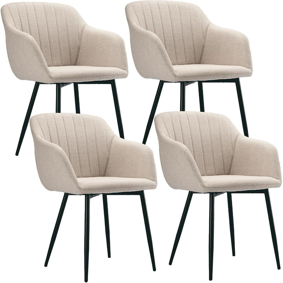 Esszimmerstühle Beige 4er Set mit Armlehne, Polsterstuhl