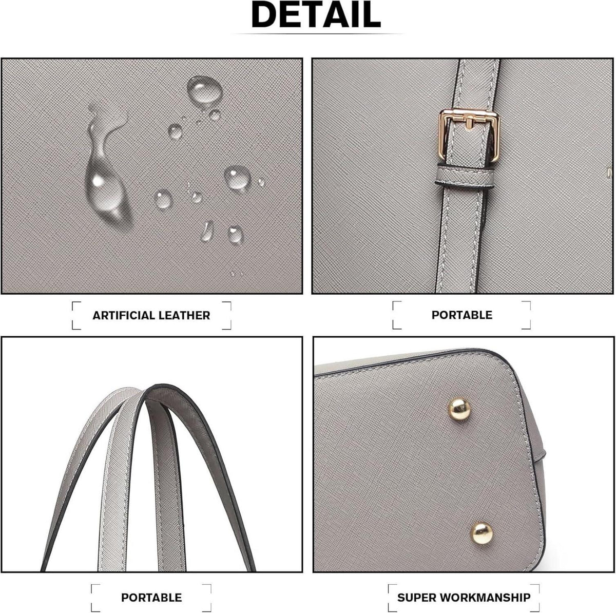 Miss Lulu Damen Handtasche 4-teilig Set Henkeltasche Umhängetasche Kleine