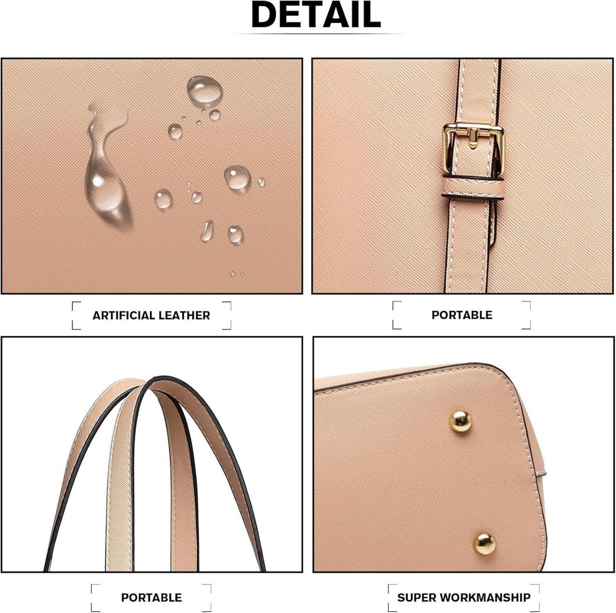 Miss Lulu Handtasche Damen Henkeltasche Umhängetasche Schultertasche 4tlg Set