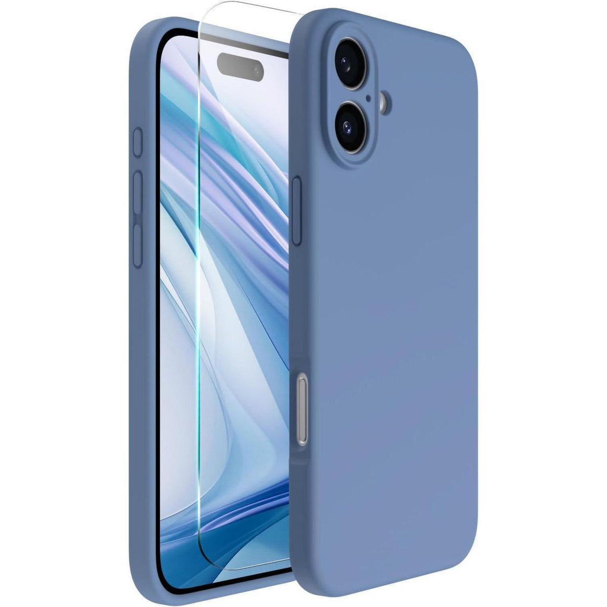 iPhone 16 Hülle Silikon mit Kameraschutz & Schutzfolie