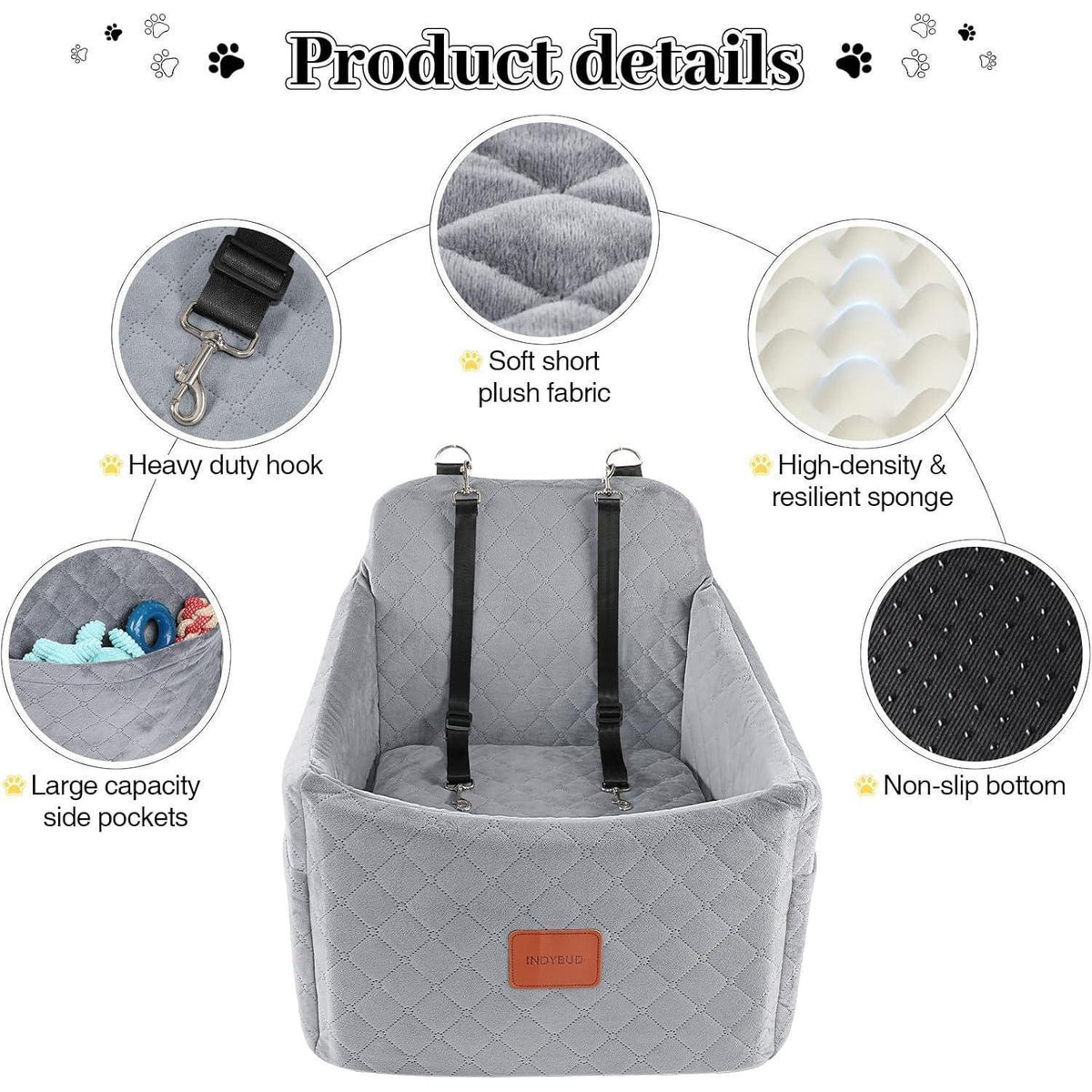 Hunde Autositz grau mittel – Waschbar & Sicher