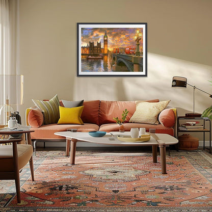 Diamant Painting Abendrot in Westminster, 5D London Motiv